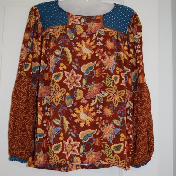 3 for 30 ~ Matilda Jane Woman Fall Garden Mums Blouse M - Picture 3 of 10